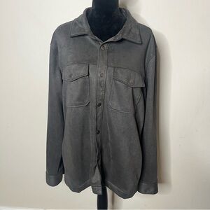 Frye Men's Charcoal Gray Shirt Jacket Faux‎ Suede Snap Closure Shacket Sz L